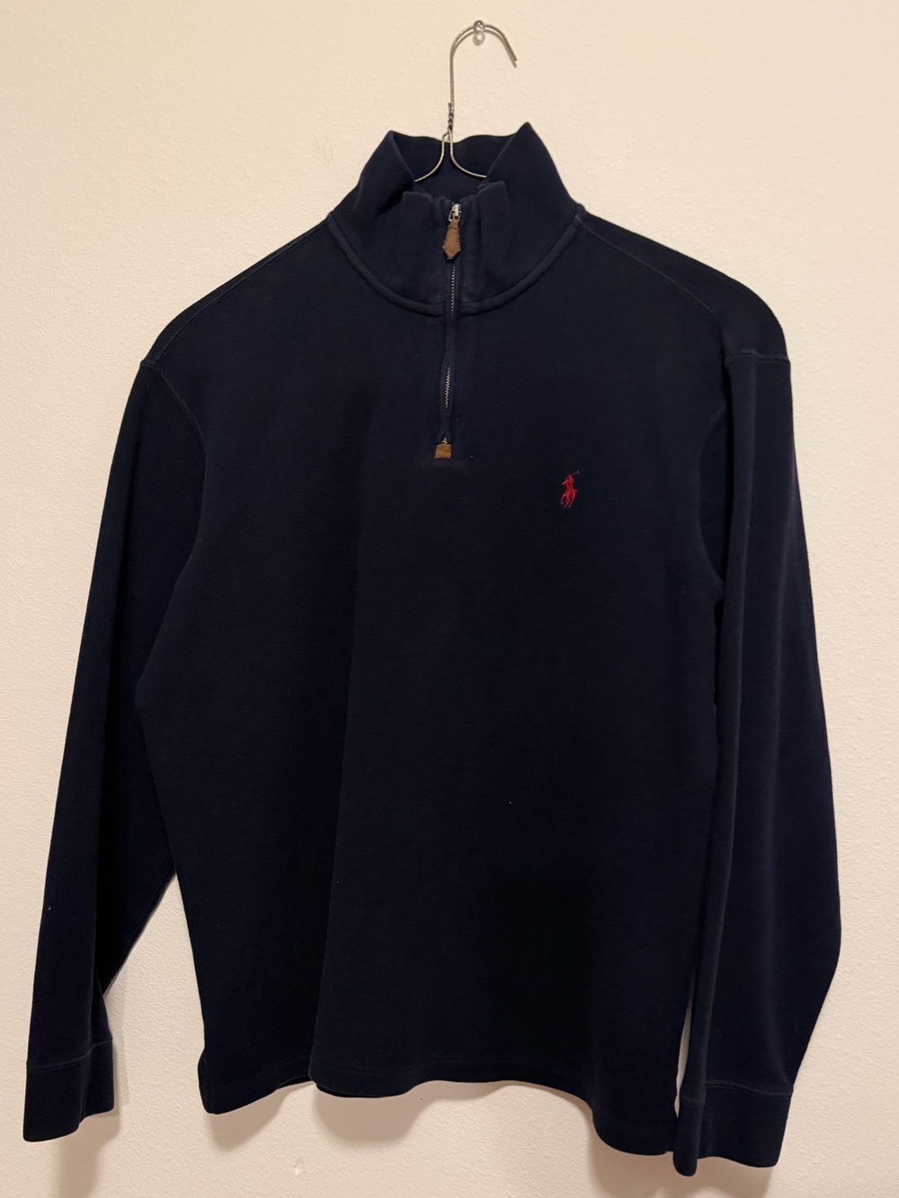 Polo by Ralph Lauren Navy Half‑Zip Sweatshirt with Red Pony